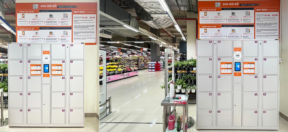 Khu vực tủ eLocker FaceID tại tầng 3 – khu ẩm thực SC VivoCity