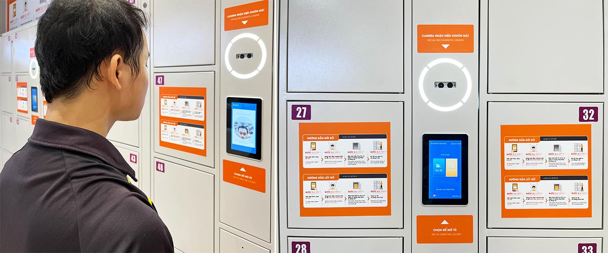 Tủ eLocker FaceID với giao diện sử dụng trực quan, hiện đại
