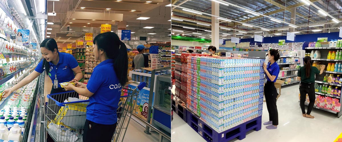 Khu vực mua sắm bên trong Co.opmart Tân An, tạo cảm giác thân thiện cho người tiêu dùng.