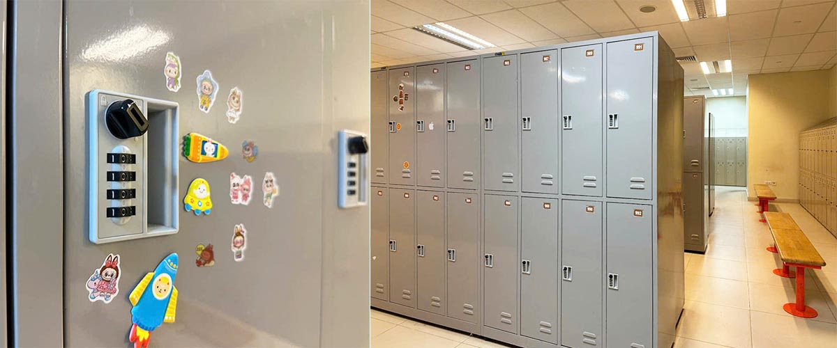 Khóa số 3S tích hợp trên tủ locker, hỗ trợ thao tác nhanh và tiện lợi cho người dùng.