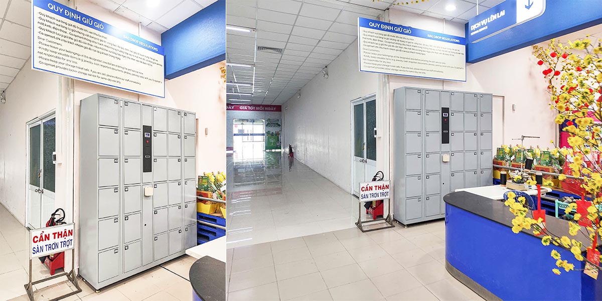 Tủ eLocker Barcode đáp ứng nhu cầu gửi đồ của khách hàng trong giờ cao điểm.