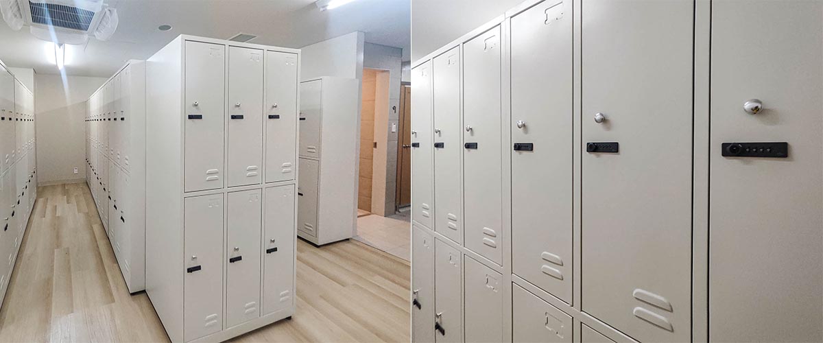 Hệ thống tủ locker sắt bố trí cho nhân viên khu vực sản xuất