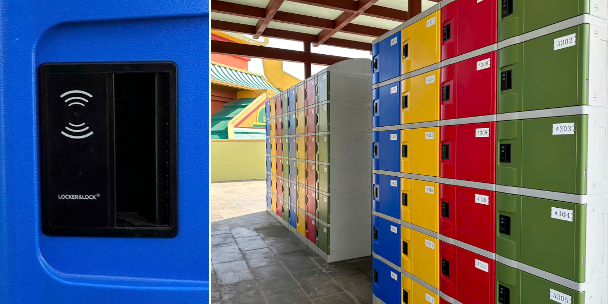 Cận cảnh khóa điện tử RF3000C tích hợp cảm biến sóng RFID trên tủ locker ABS W300