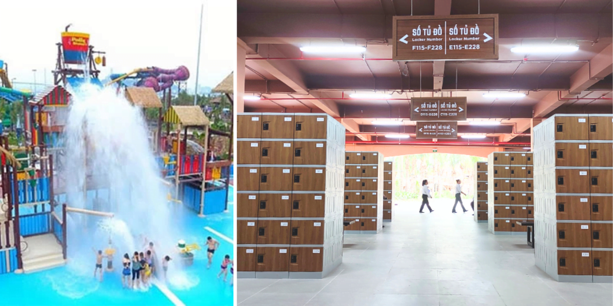 Khu vực tiện ích công cộng dành cho du khách tại công viên nước Sun World Sầm Sơn.