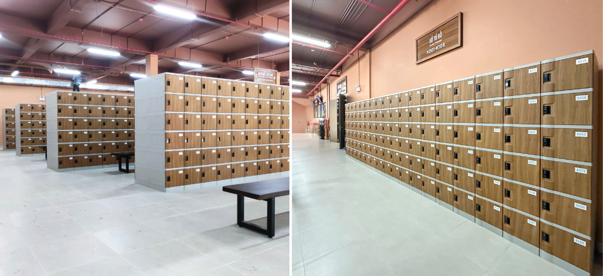 Giải pháp tủ locker ABS W300 tích hợp khóa điện tử RF3000C bảo mật cao.