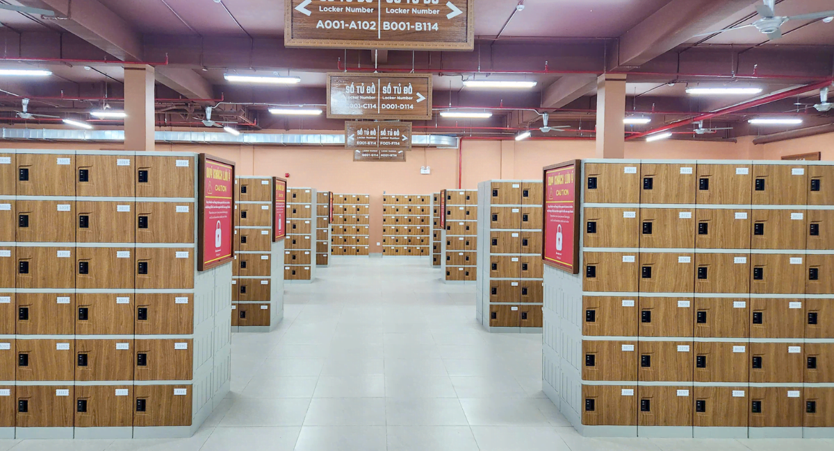 Khu vực tủ locker ABS W300 được bố trí khoa học, tối ưu diện tích lưu trữ.