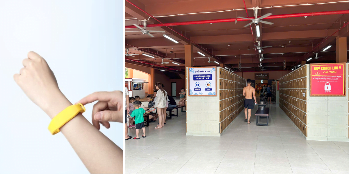Vòng tay RFID chống nước dùng để mở khóa tủ locker tại Sun World Sầm Sơn.