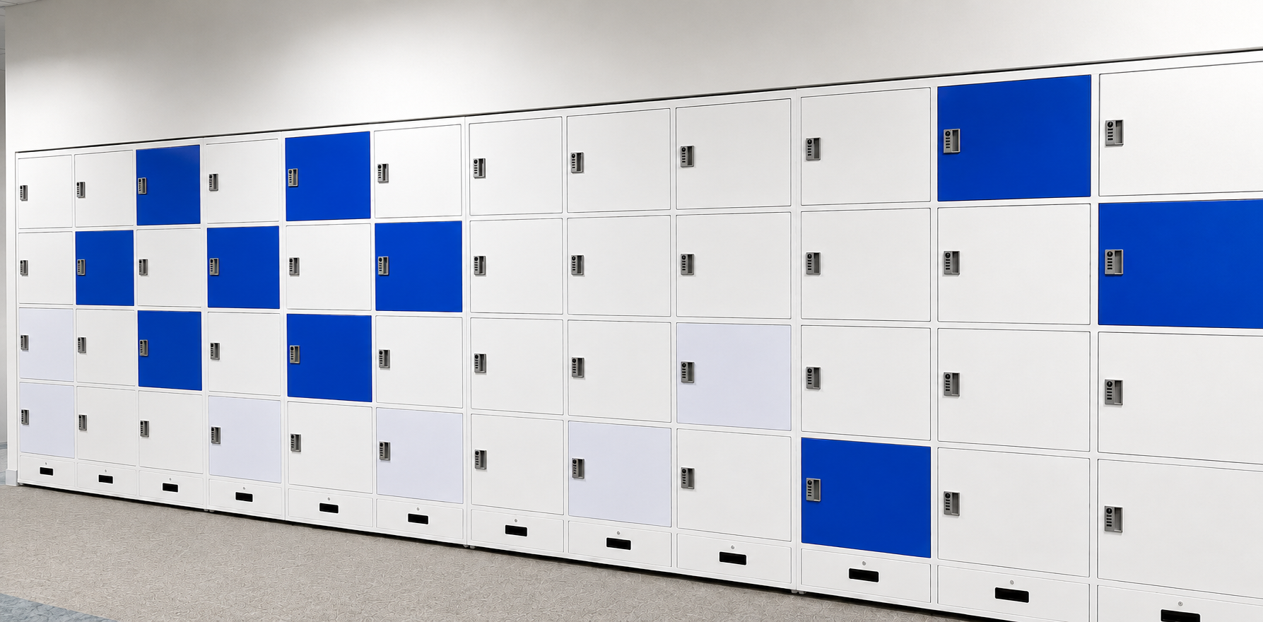 Hệ thống tủ locker sắt N4 kết hợp ngăn kéo tại Ngân Hàng UOB