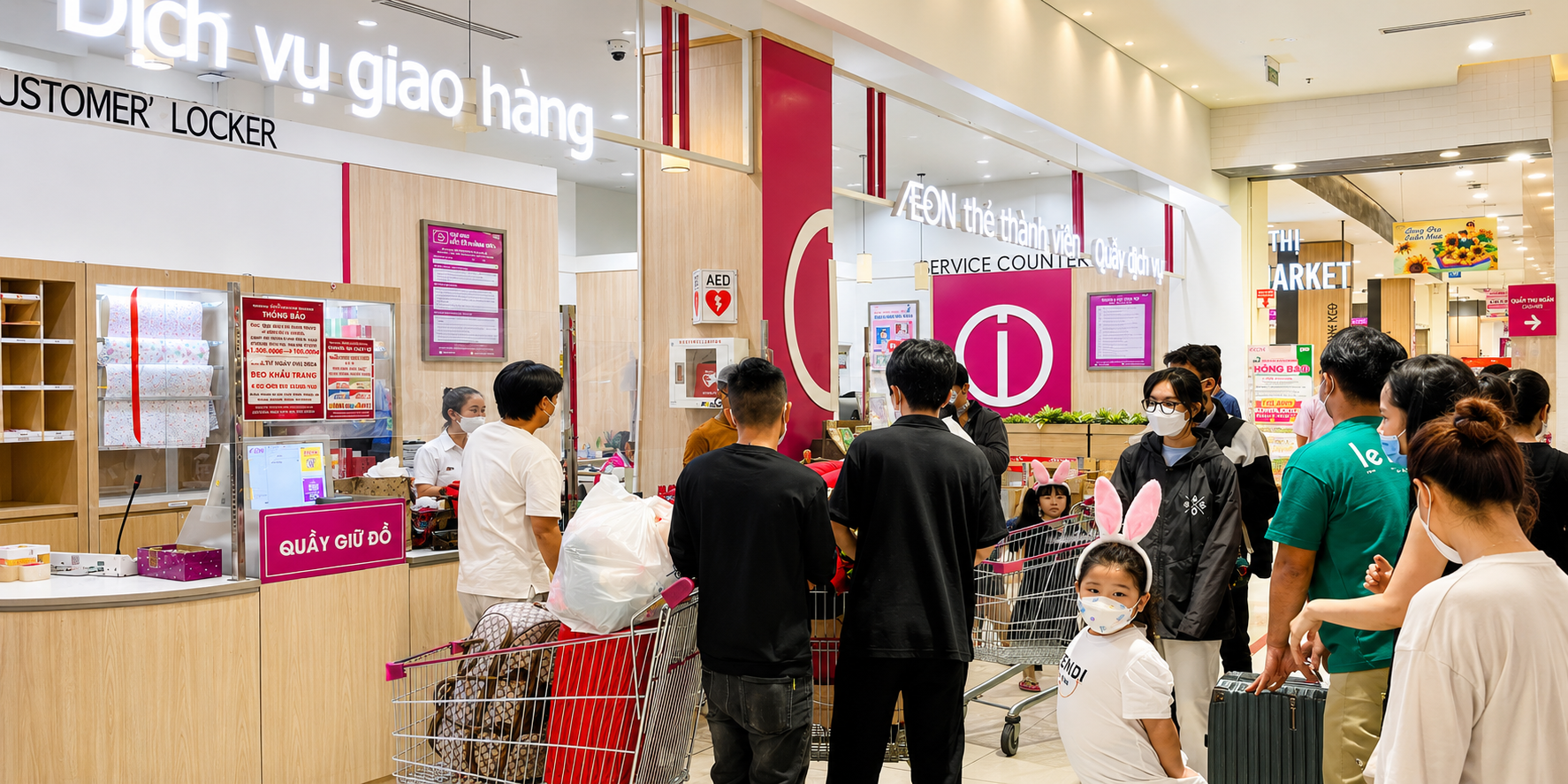 Số lượng khách hàng có nhu cầu gửi đồ lớn tại siêu thị / trung tâm 